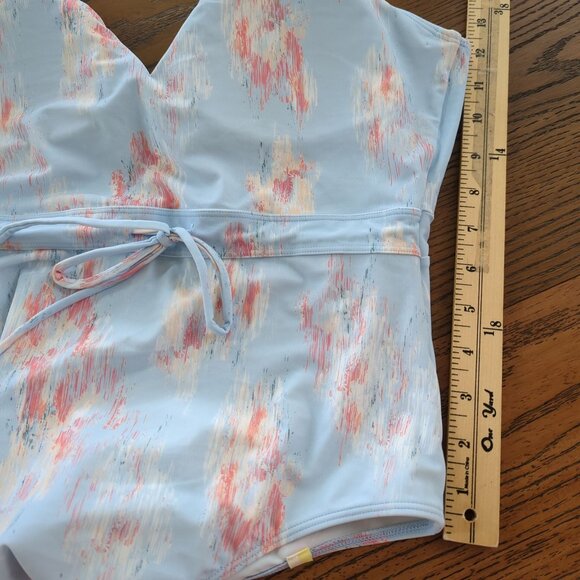 Summersalt One-Piece Women's Swimsuit 8 Abstract Pastel V-Neck Waist Tie Lined - Picture 16 of 16